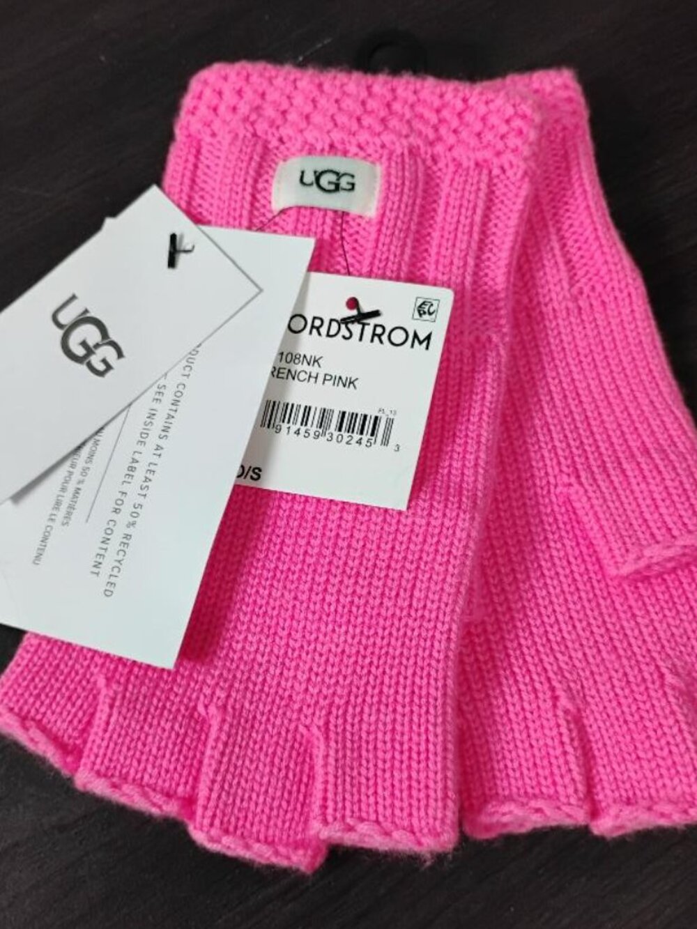 UGG Pink Knit Fingerless Gloves NWT
